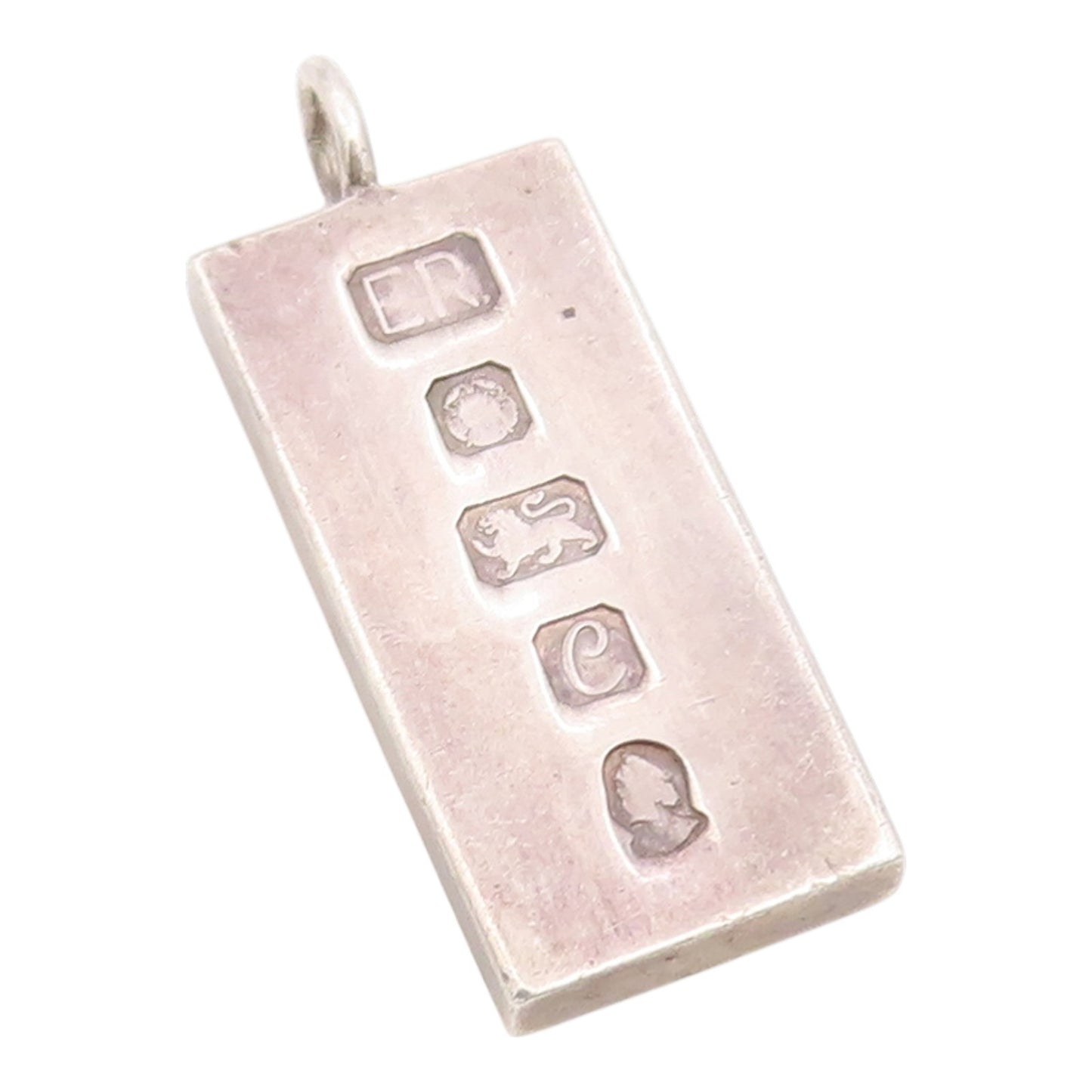 925 Sterling Silver Vintage Pendant 1977 Queen Elizabeth Ingot Bar  PT26144