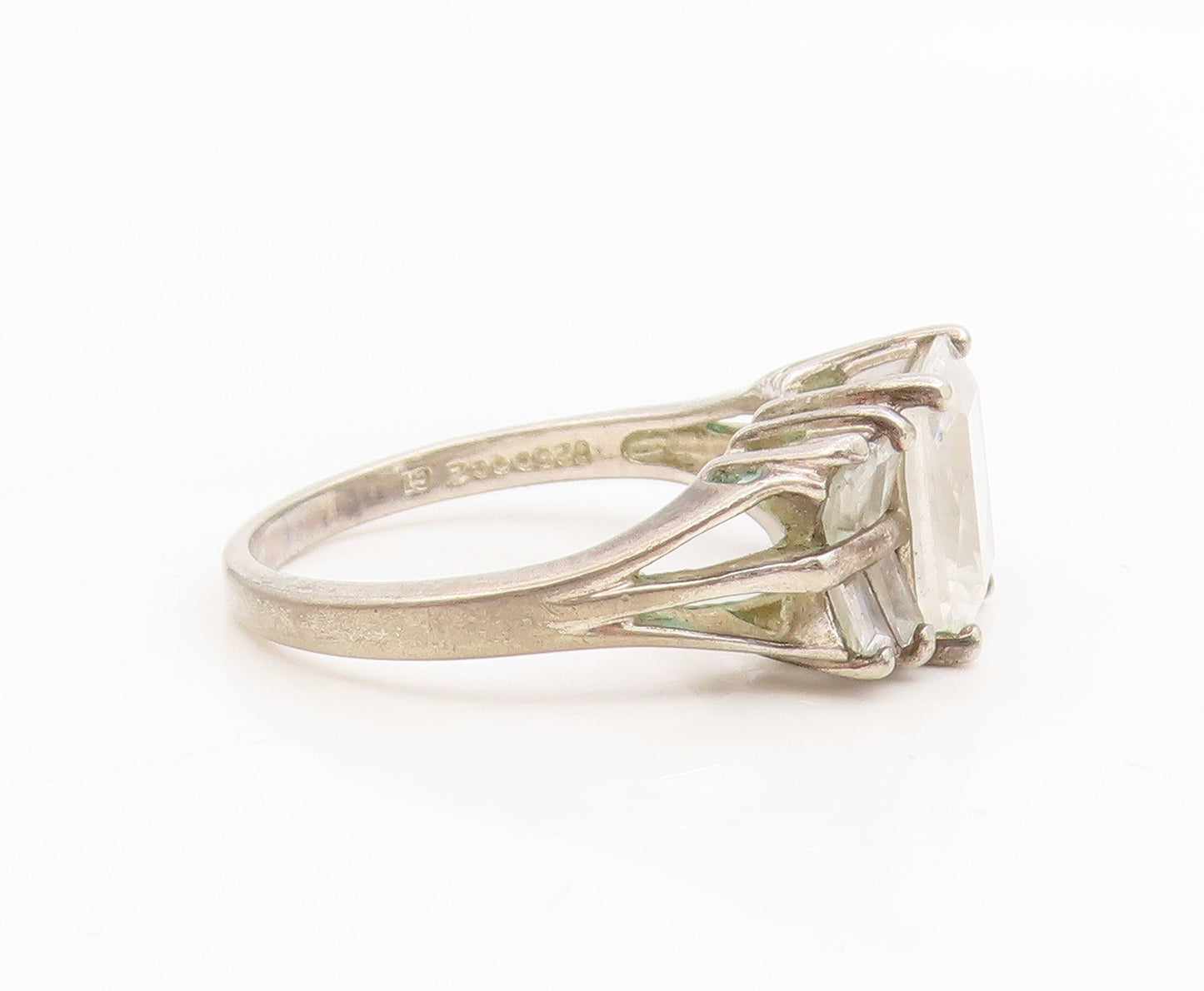 925 Sterling Silver Vintage Ring Minimalist CZ Statement Band  Sz 10  RG35005