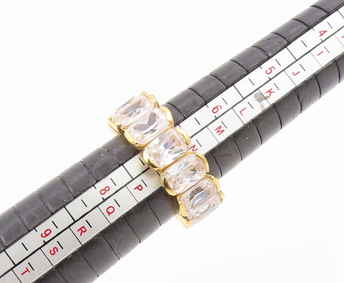 925 Sterling Silver Vintage Ring Gold Plated CZ Eternity Band  Sz 7  RG35014