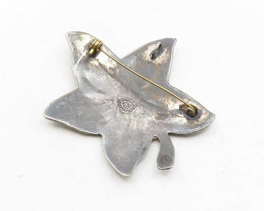 MEXICO 925 Sterling Silver  Vintage Abalone Shell Flower Brooch Pin  BP4678
