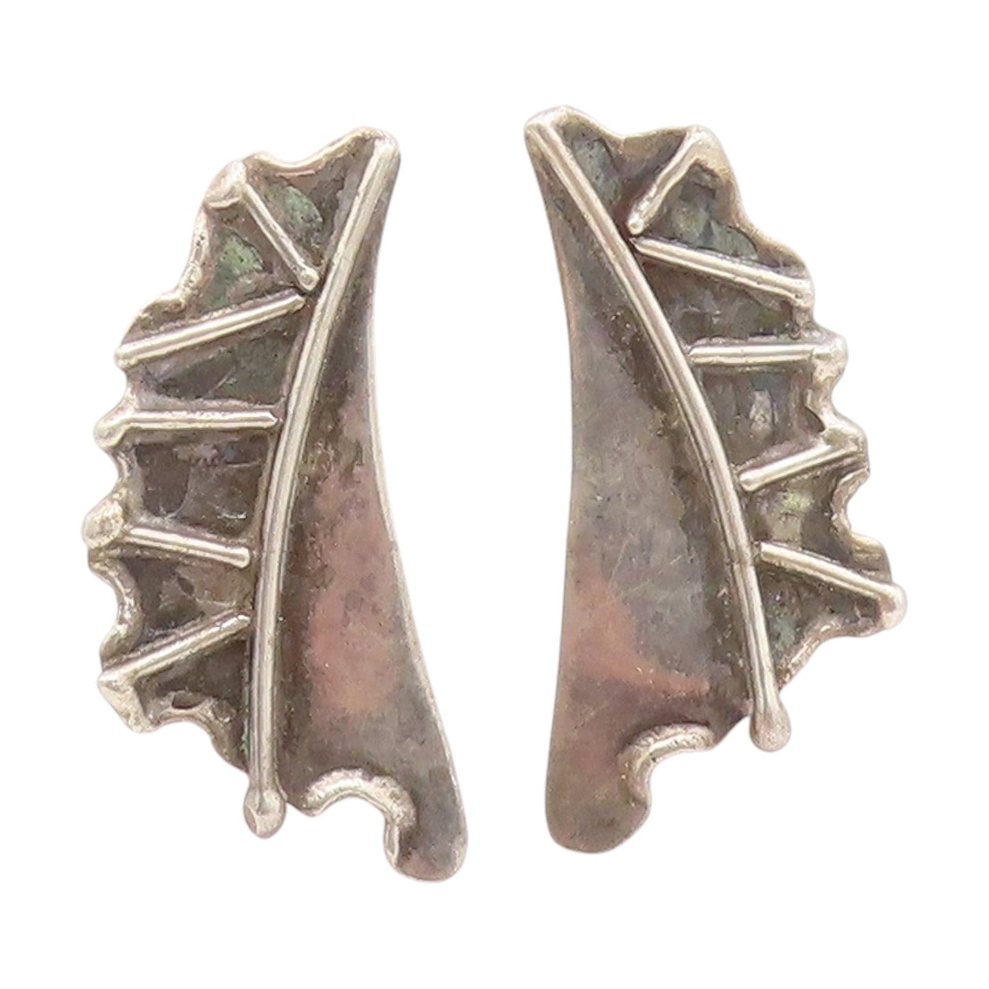 925 Sterling Silver Vintage Earrings GROVES Brutalist Dragon Wings  EG13950