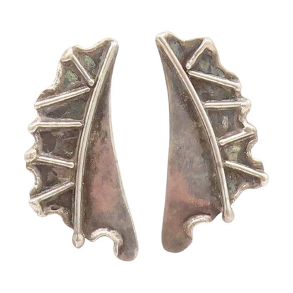 925 Sterling Silver Vintage Earrings GROVES Brutalist Dragon Wings  EG13950