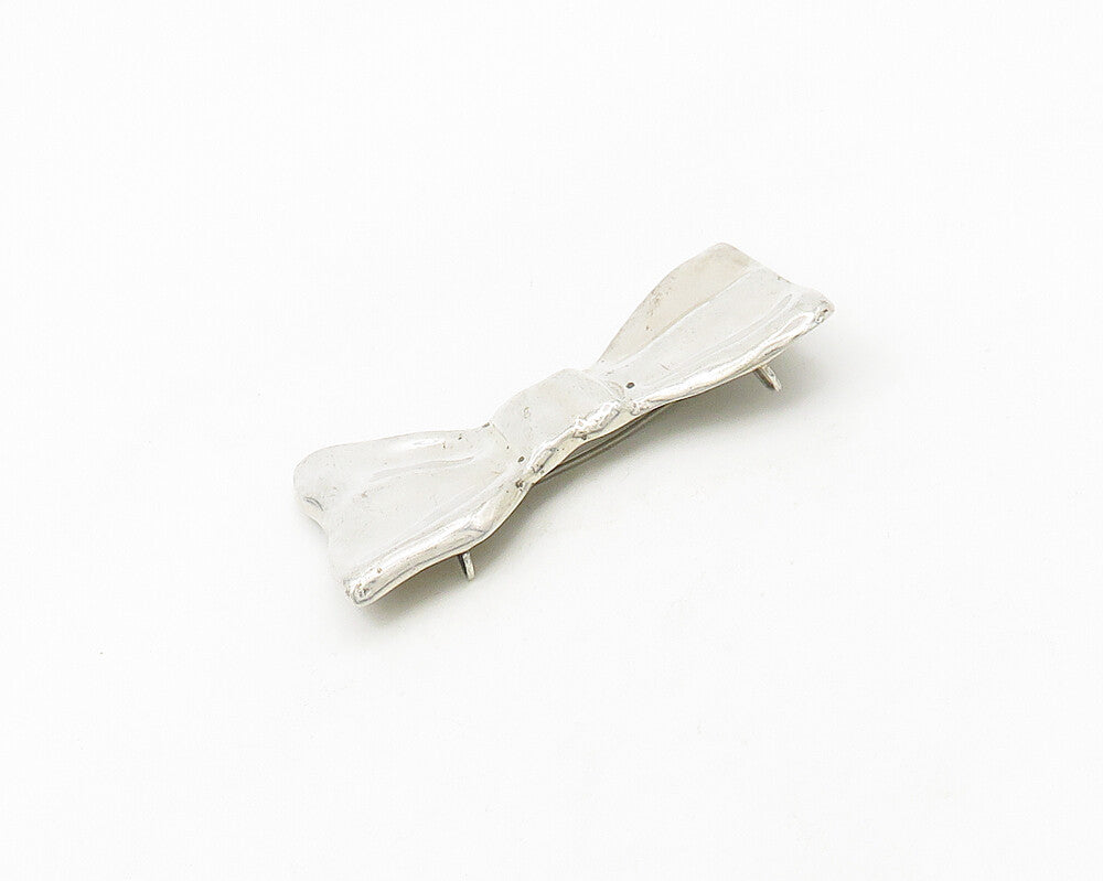 925 Sterling Silver  Vintage Modernist Bow Tied Ribbon Brooch Pin  BP7367