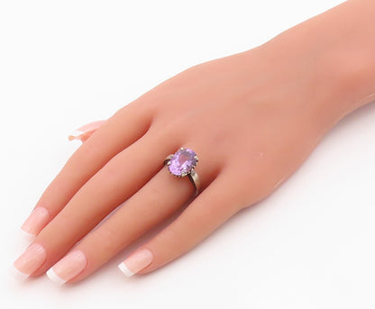 925 Sterling Silver Vintage Ring KABANA Amethyst Statement Band  Sz 7  RG36353