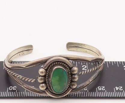 925 Sterling Silver Vintage Bracelet NAVAJO Turquoise Split Band Beaded  BT10163