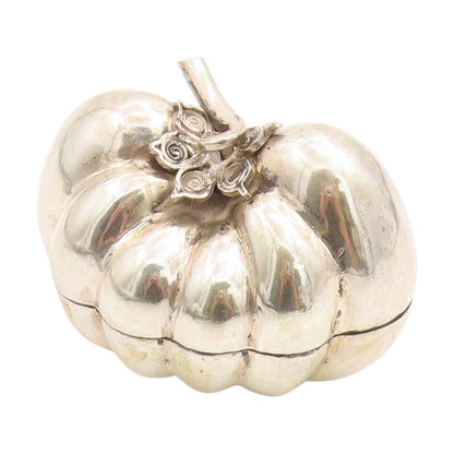 925 Sterling Silver Vintage Trinket Box EUROPE Solid Pumpkin Shape OPENS  TR4058