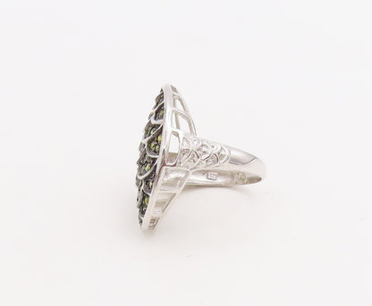 925 Sterling Silver Vintage Ring Designer Carved Yellow Sapphire  Sz 7  RG30561