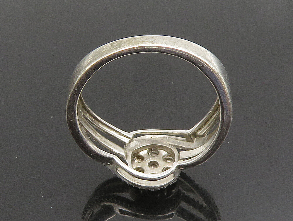 925 Silver  Vintage Floral Genuine Diamonds Multi Row Swirl Ring Sz 7  RG25158