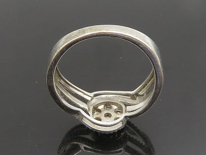 925 Silver  Vintage Floral Genuine Diamonds Multi Row Swirl Ring Sz 7  RG25158