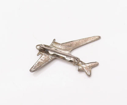925 Sterling Silver Vintage Brooch Pin Solid Cutout Mini Aeroplan  BP11243