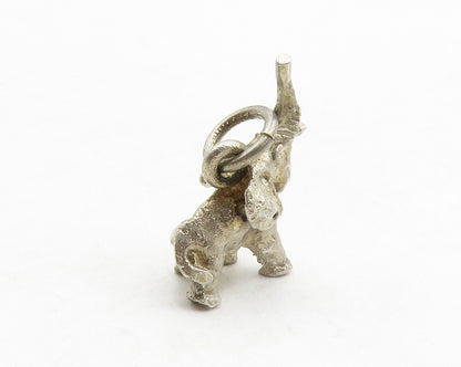 925 Sterling Silver  Vintage Petite Sculpted Elephant Animal Pendant  PT10616