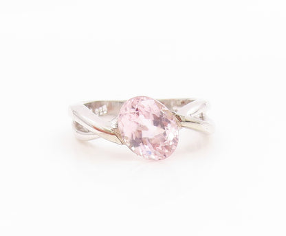 925 Sterling Silver Vintage Ring Modernist Pink CZ Wave Band  Sz 7  RG35639