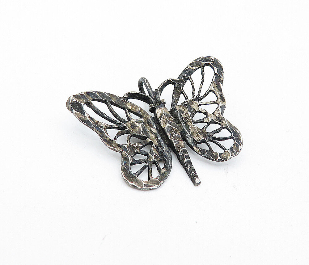 925 Sterling Silver  Vintage Dark Tone Open Butterfly Motif Pendant  PT3251