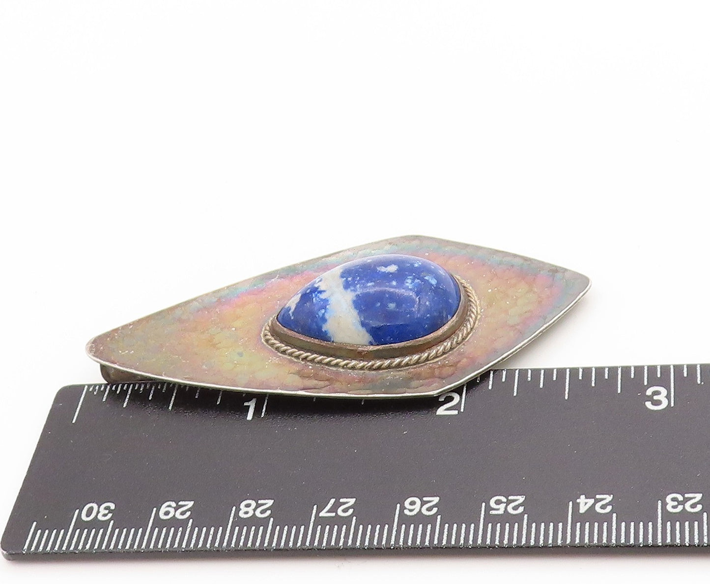925 Sterling Silver Vintage Pendant Antique Cabochon Blue Gemstone  PT24258