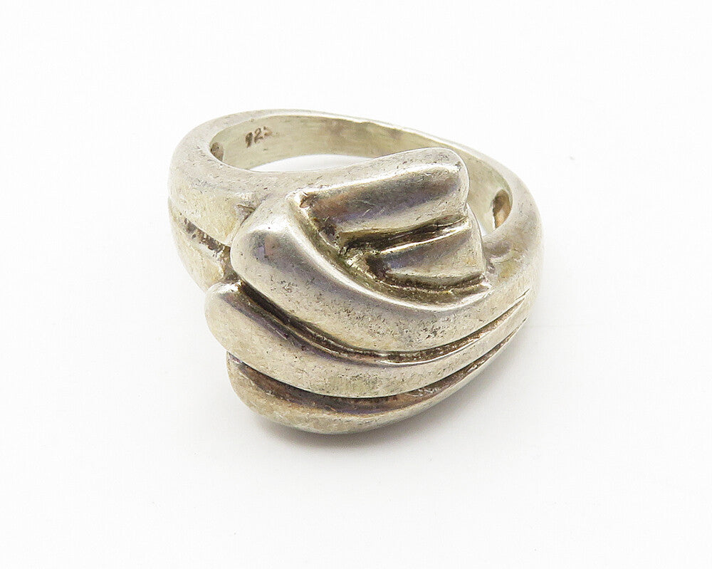 925 Sterling Silver  Vintage Fluted Bypass Wing Design Band Ring Sz 8  RG10602
