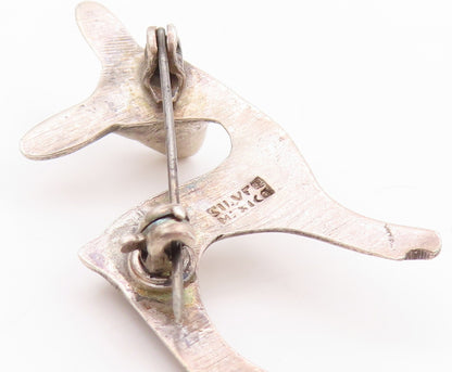 925 Sterling Silver Vintage Brooch Antique Minimalist Baby Deer Cutout  BP11644