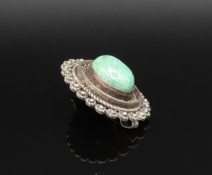 ISRAEL 925 Silver  Vintage Twisted Rope & Beaded Jasper Brooch Pin  BP9882
