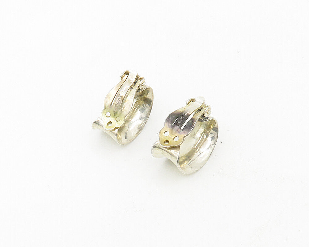 MWS MEXICO 925 Sterling Silver Vintage Concave Non Pierce Drop Earrings  EG9409