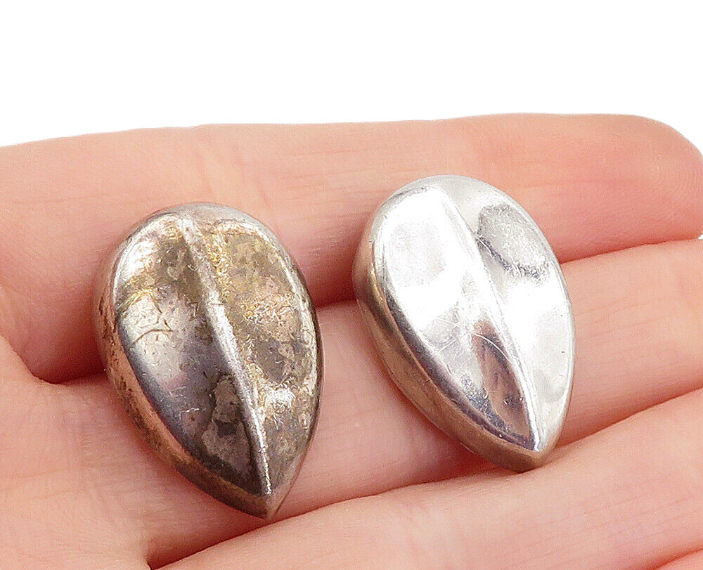 MEXICO 925 Sterling Silver  Vintage Hollow Leaf Design Drop Earrings  EG2880