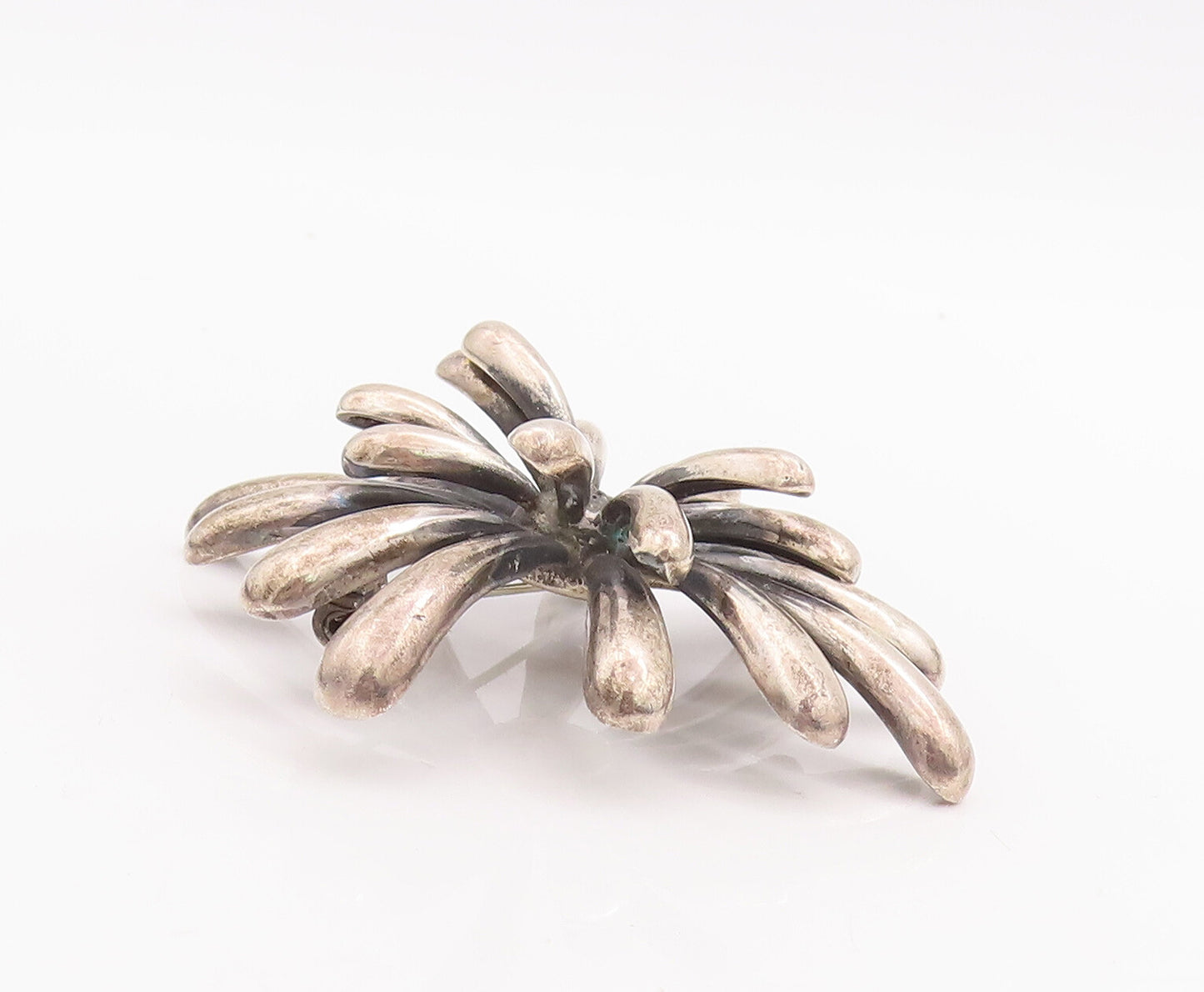 925 Sterling Silver Vintage Brooch Pin ZINA Brutalist Designer Flower BP11141
