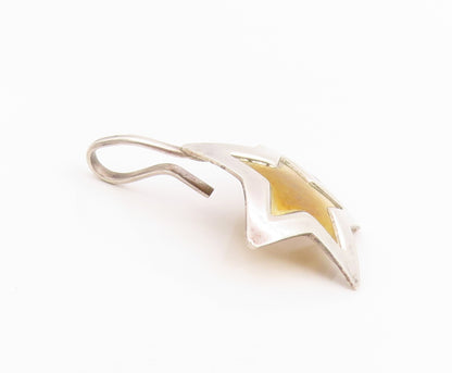 925 Sterling Silver Vintage Pendant Modernist Two Tone Celestial Star  PT26145