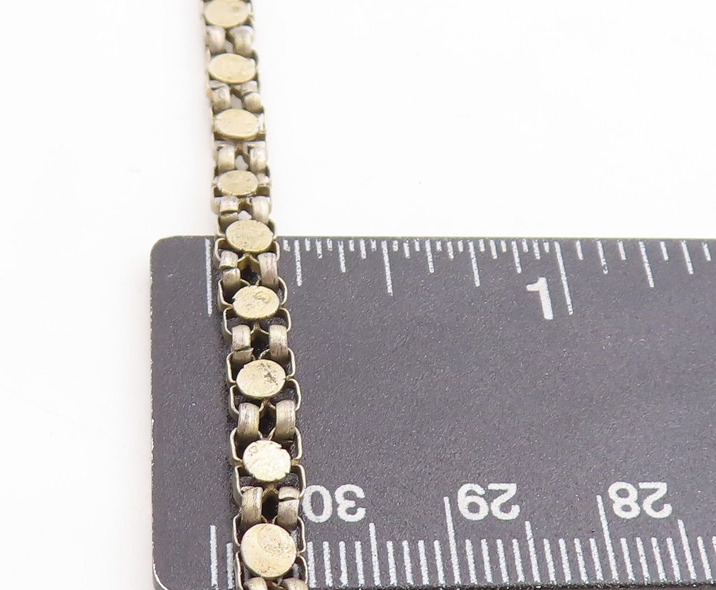 MIDDLE EASTERN 925 Silver  Vintage Red Topaz Floral Chain Necklace  NE1974