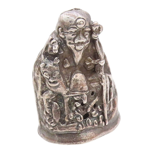 925 Sterling Silver  Vintage Sculpted Man With Stick Trinket Decoration TR3346