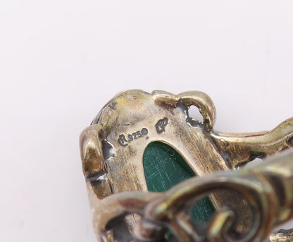 925 Sterling Silver Vintage Ring CAROLYN POLLACK Oval Jade  SZ 8.5 RG32071