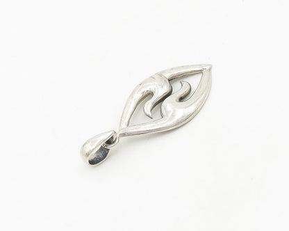 925 Sterling Silver  Vintage Shiny Birds Head Motif Oval Pendant  PT14835