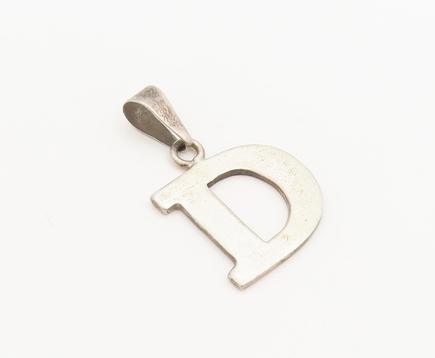 925 Sterling Silver Vintage Pendant Minimalistic Solid Cutout 'D' PT23333