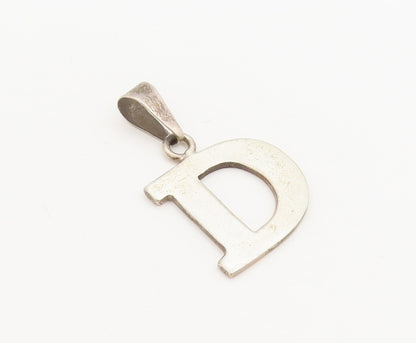 925 Sterling Silver Vintage Pendant Minimalistic Solid Cutout 'D' PT23333
