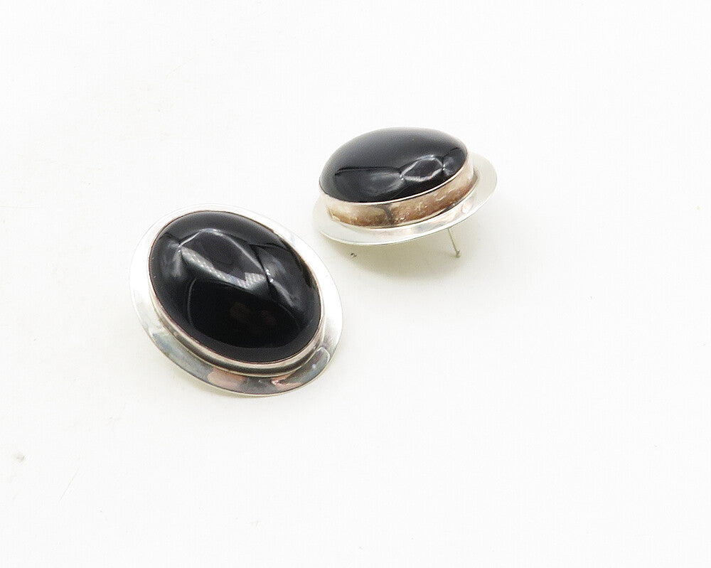 CAROL FELLEY 925 Sterling Silver   Vintage Black Onyx Drop Earrings  EG5086