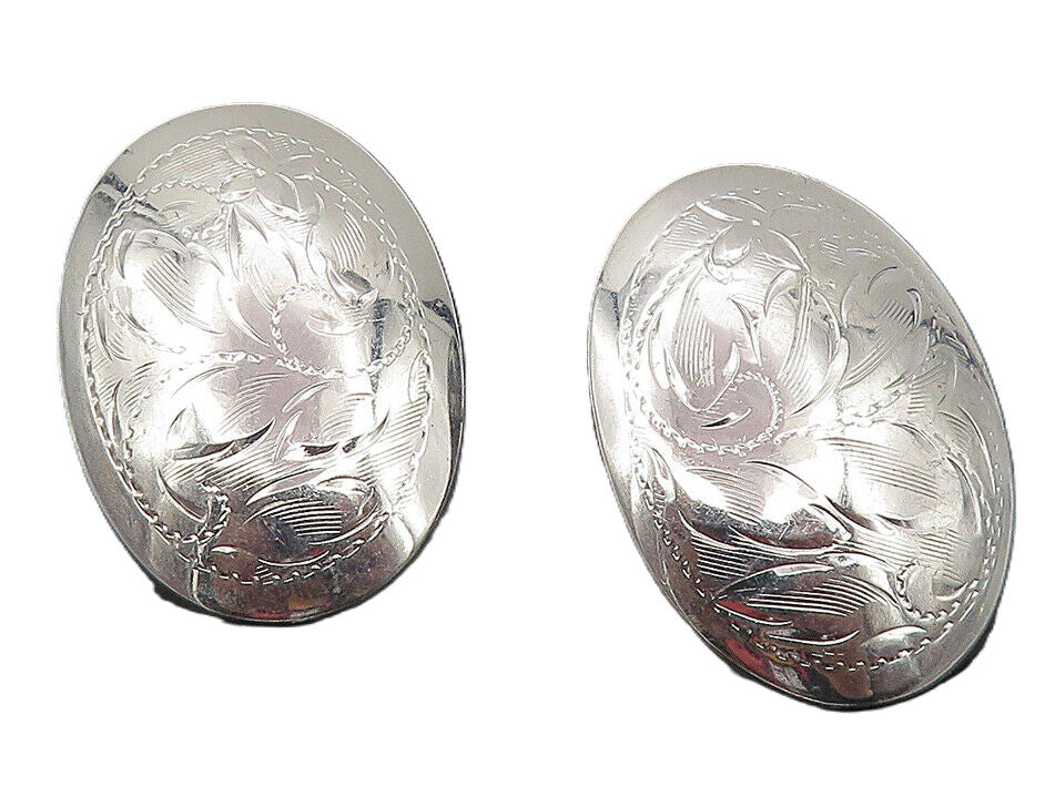 BOND BOYD 925 Silver  Vintage Shiny Floral Vine Non Pierce Earrings  EG6180