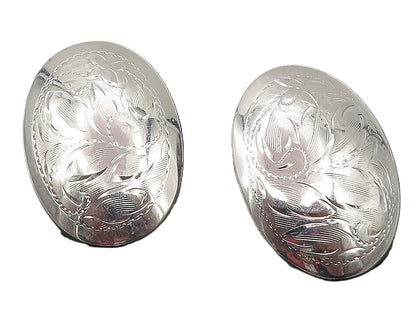 BOND BOYD 925 Silver  Vintage Shiny Floral Vine Non Pierce Earrings  EG6180