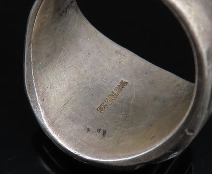 925 Silver  Vintage Antique Enamel Abraham Lincoln JHS Ring Sz 8  RG25833