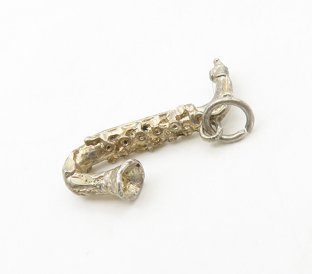 925 Sterling Silver  Vintage Petite Saxophone Instrument Motif Pendant PT13247