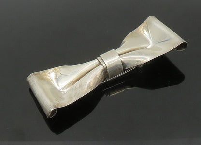 MEXICO 925 Sterling Silver  Vintage Shiny Bow Tied Ribbon Brooch Pin  BP8490
