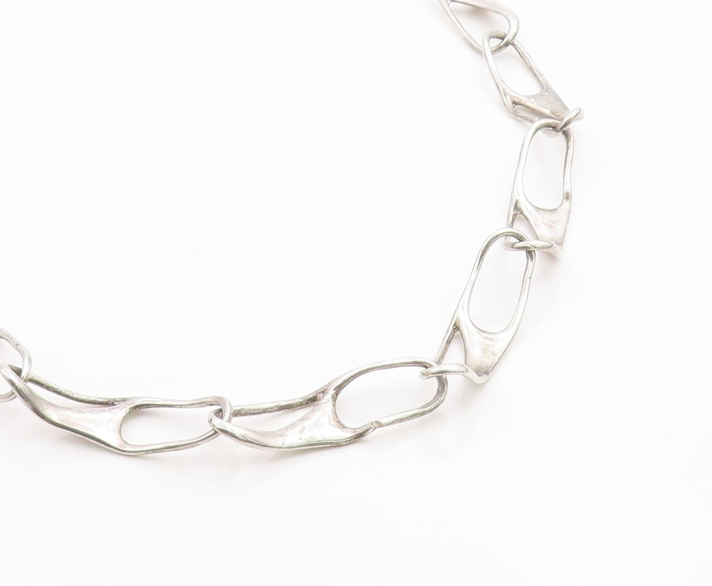 925 Sterling Silver Vintage Necklace BRUNEL Sculptural Link Chain  NE4881