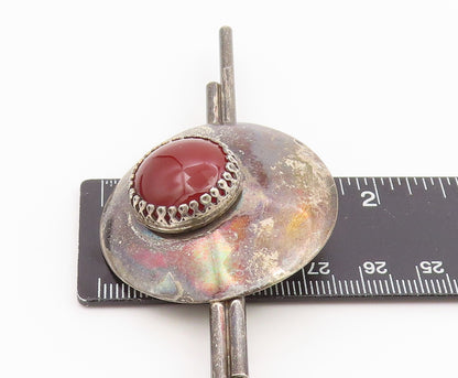 925 Sterling Silver Vintage Brooch Cabochon Carnelian Geometric Pin  BP12448