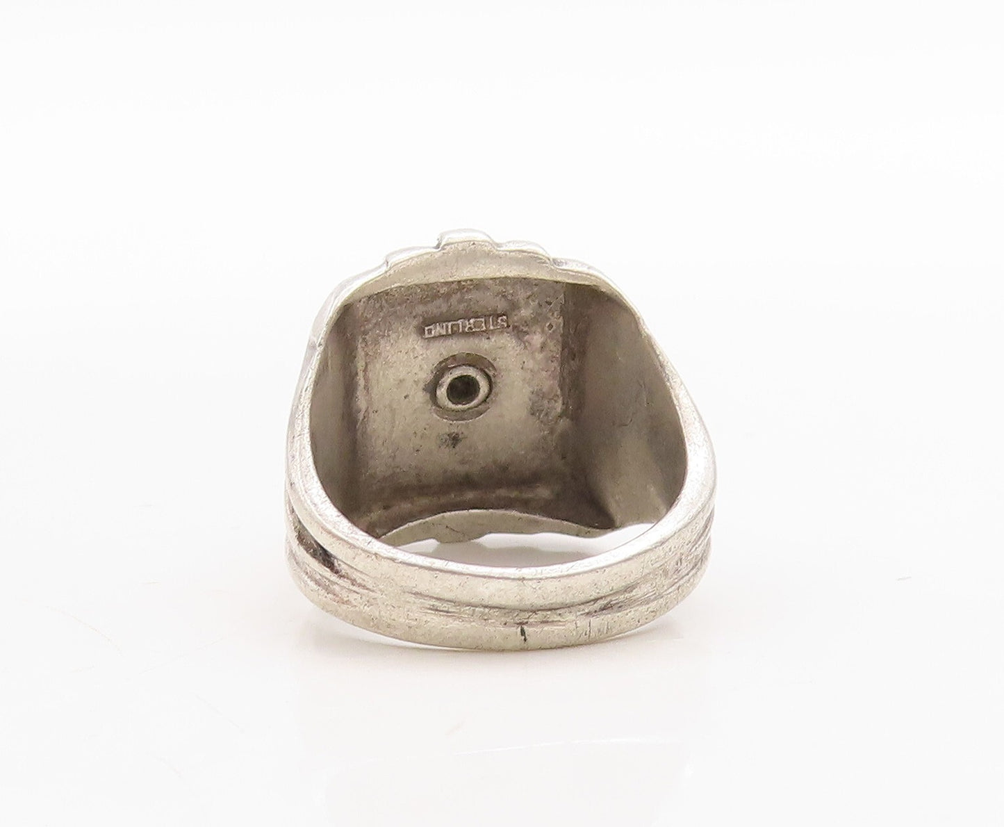 925 Sterling Silver Vintage Ring Solid US Military Logo Carved  Sz 6  RG31684