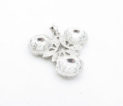 925 Sterling Silver  Vintage Sparkling Floral Design Drop Pendant  PT3129