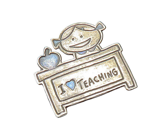 EFS MEXICO 925 Sterling Silver  Vintage Teacher At Desk Brooch Pin  BP7967