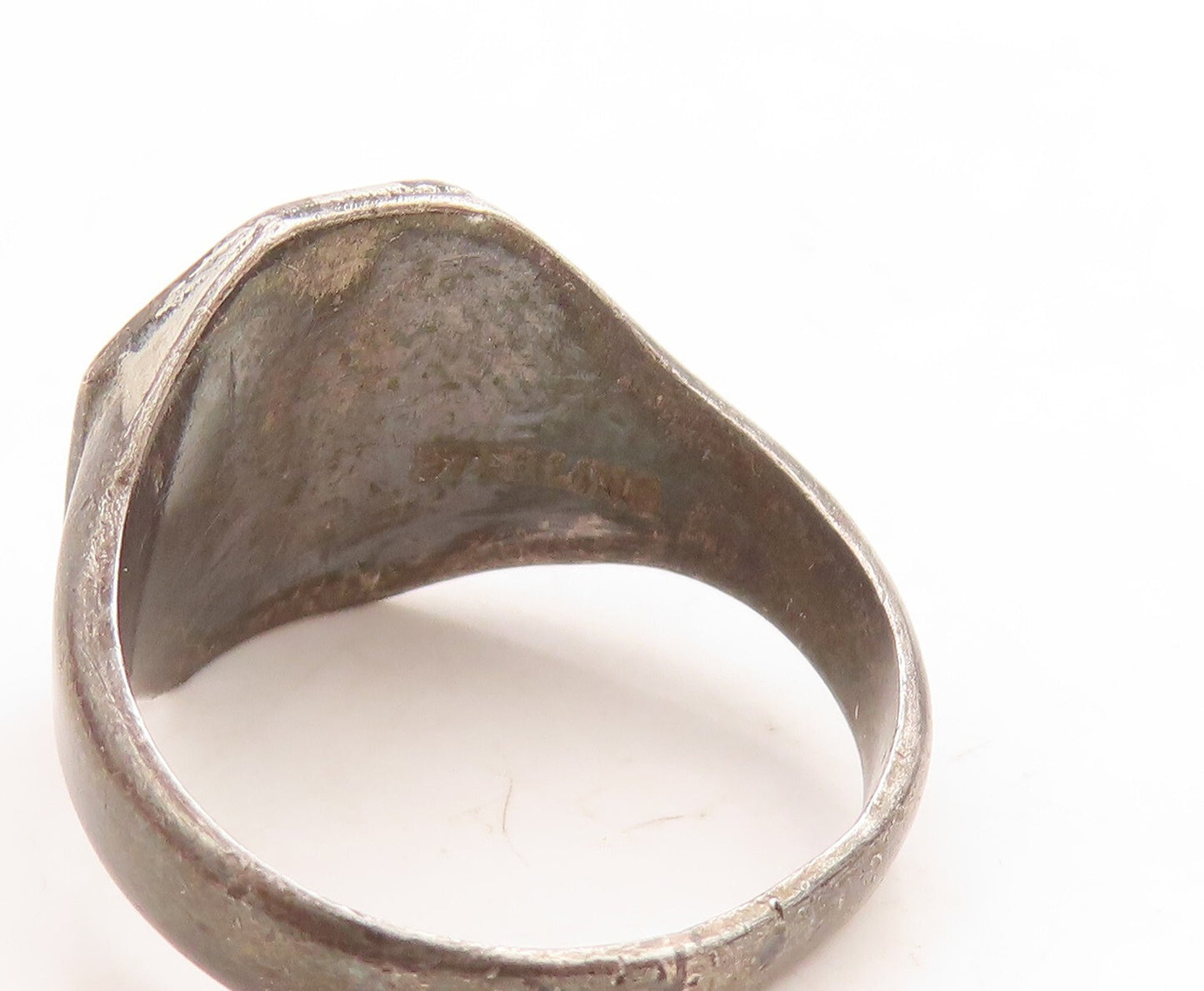 925 Sterling Silver Vintage Ring Enameled LBM Comradeship Etched  Sz 7  RG31551