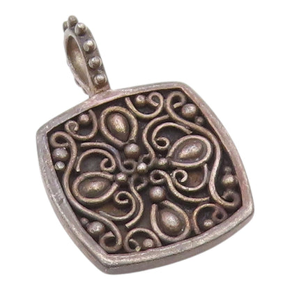 LORI BONN 925 Sterling Silver  Vintage Dark Tone Swirl Design Pendant  PT18154