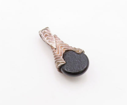 925 Silver  Vintage Wavy Ribbed Bail With Fancy Art Glass Pendant  PT21296