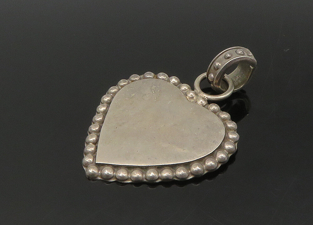 925 Sterling Silver  Vintage Bubble Border Smooth Love Heart Pendant  PT17801