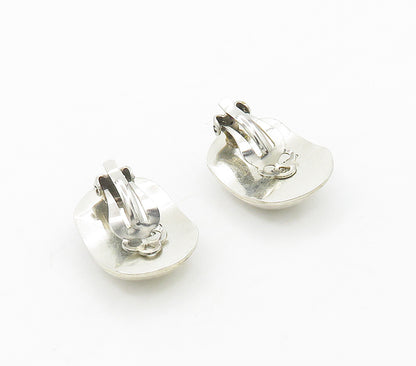 MEXICO 925 Sterling Silver  Vintage Shiny Smooth Non Pierce Earrings  EG8057