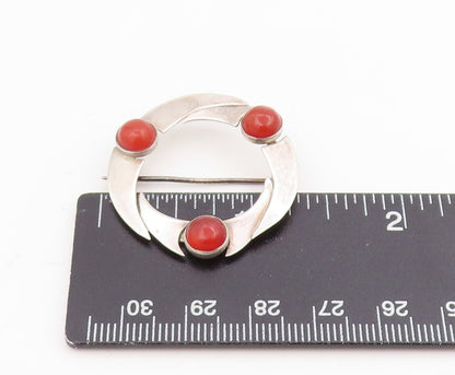 925 Sterling Silver Vintage Brooch Pin Cabochon Carnelian Celtic Knot  BP12206