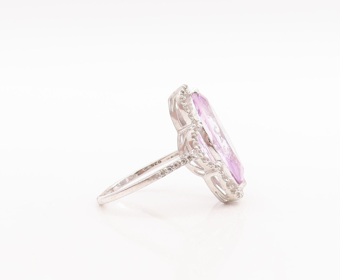 925 Sterling Silver Vintage Ring Marquise Cut Amethyst & Topaz  Sz 7.5  RG29520