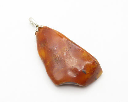 925 Sterling Silver  Vintage Orange Agate Shiny Floral Bail Pendant  PT11112